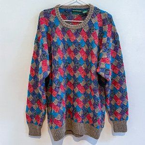 Vintage Harvé Benard Chunky Knitted Sweater Ramie Cotton Desert Plum Mix Sz XXL